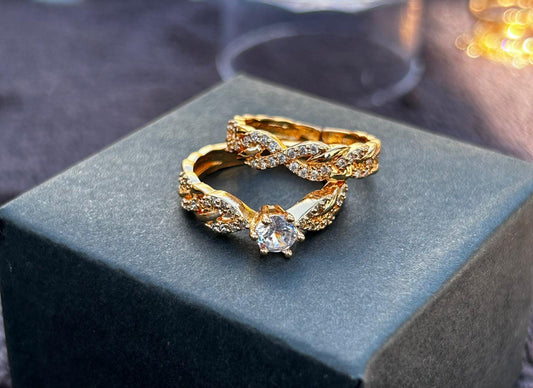 Gold Diamond Double Layered Ring